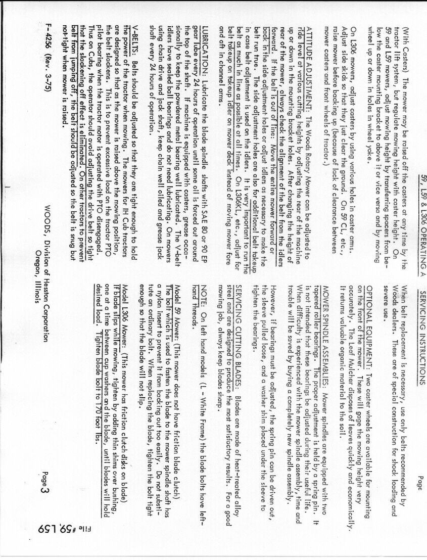 Woods 59-LB Rotary Mower Manual